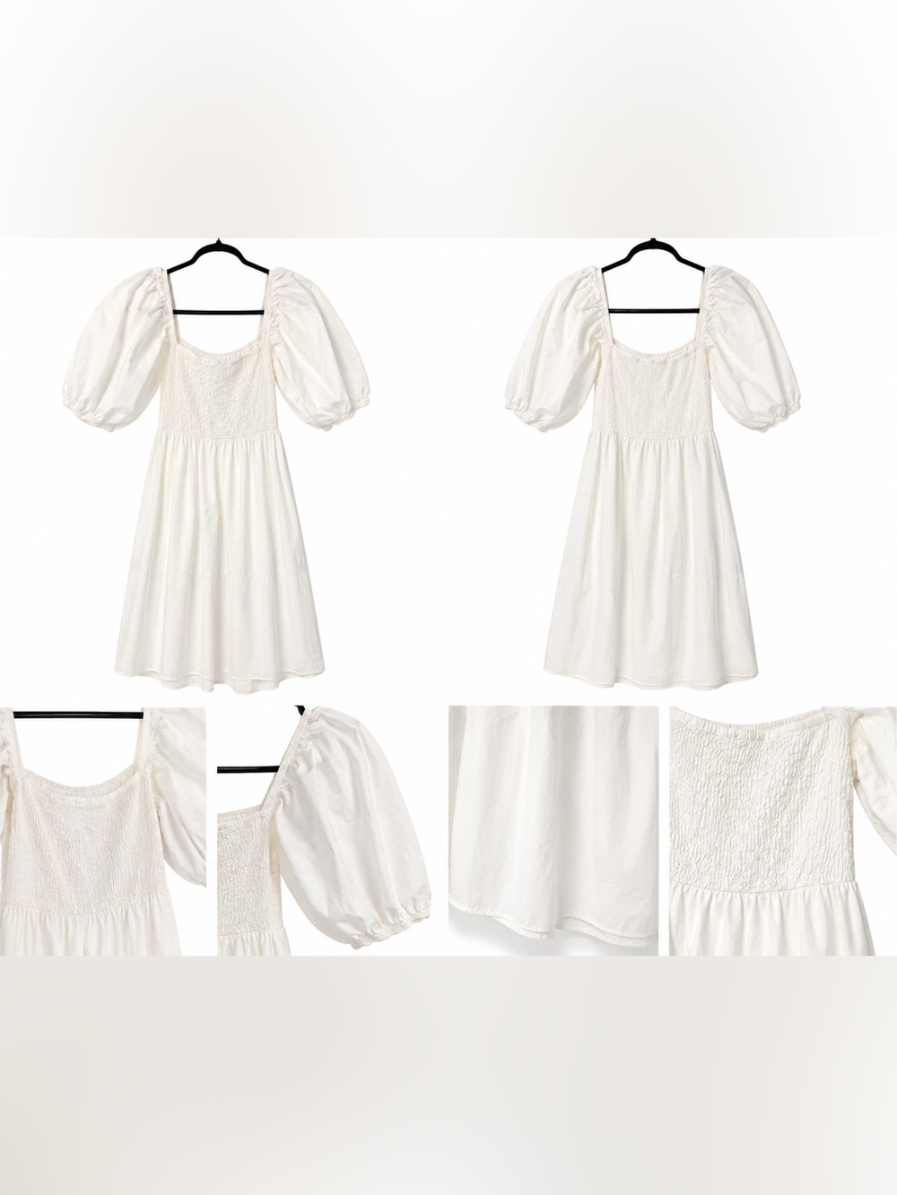 Smocked Puff-Sleeve Dress